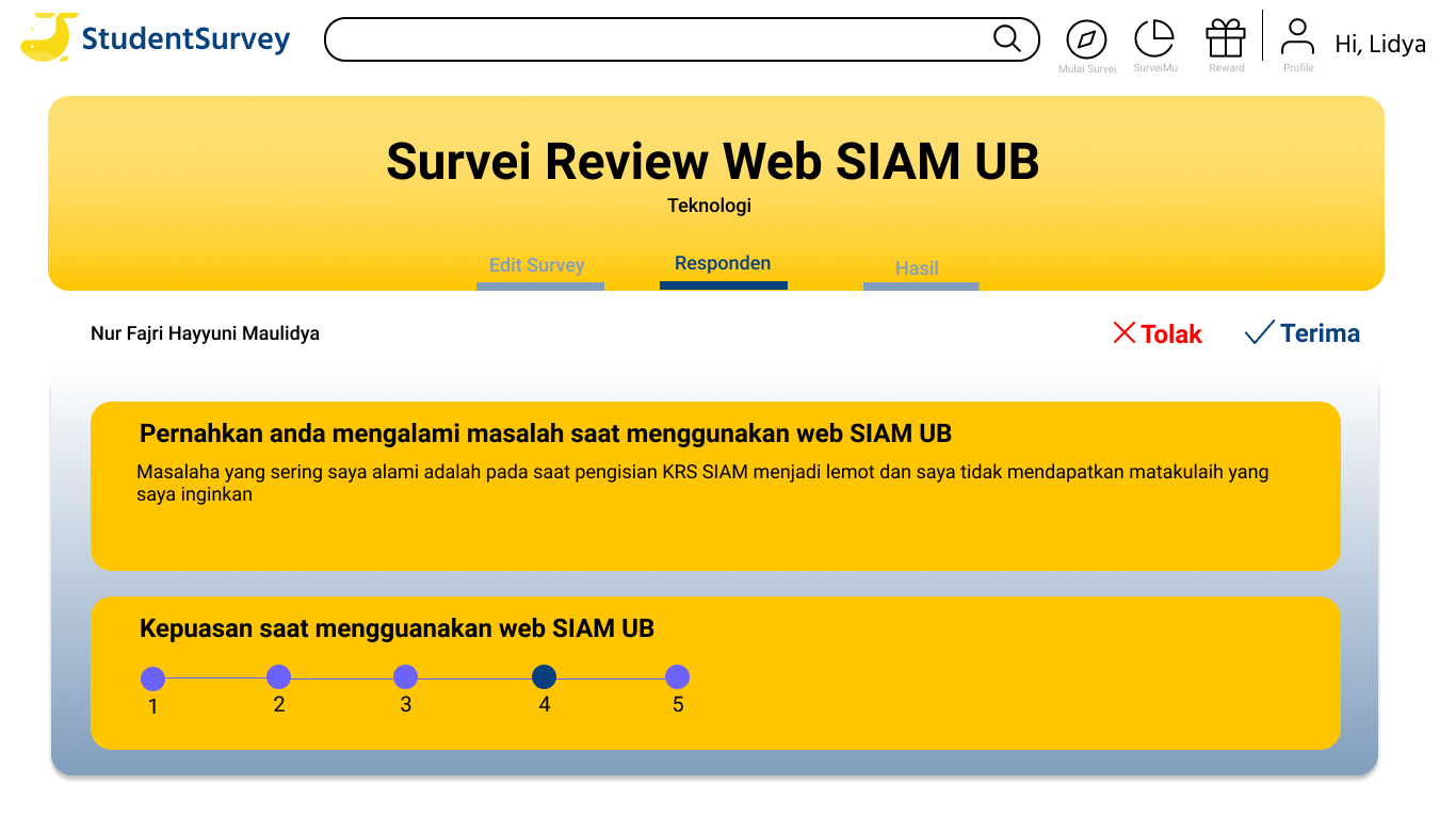 Hasil Survei (1 Responden)