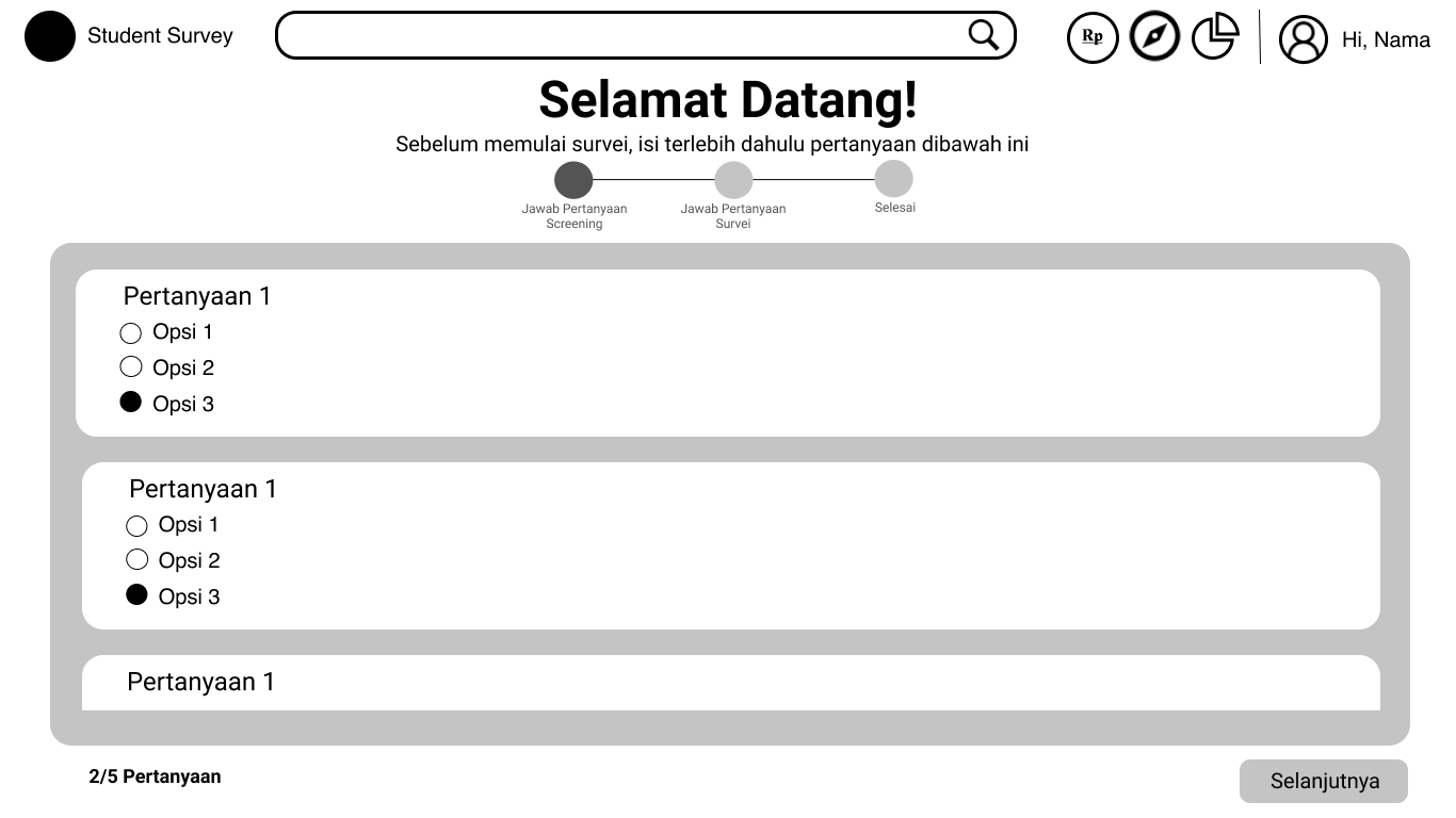 Isi Survei (Jawab Pertanyaan Screening)